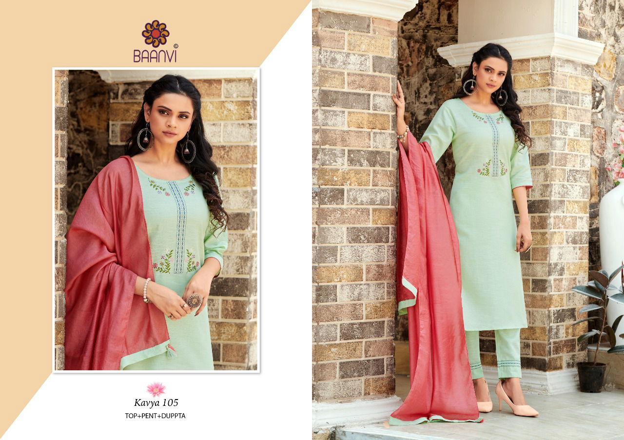 Baanvi Kavya Stylish Fancy Festive Wear Cotton With Embroidered Ready Made Collection